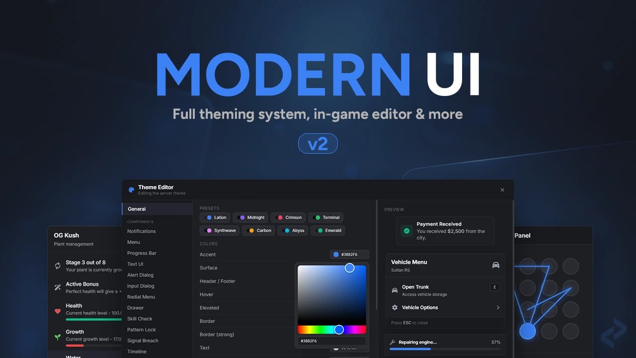 Modern UI, a themeable FiveM interface library